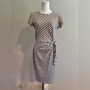 J McLaughlin Striped Brown and White Tie-Waist Women's Dress
